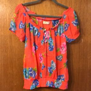 Hollister off shoulder flower shirt